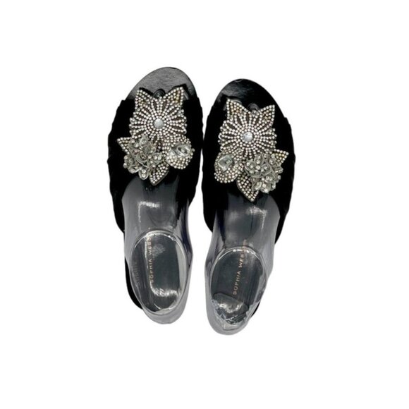 Sophia Webster Black Satin Crystal Embellished Slide mule - Size 7.5 - Picture 1 of 8